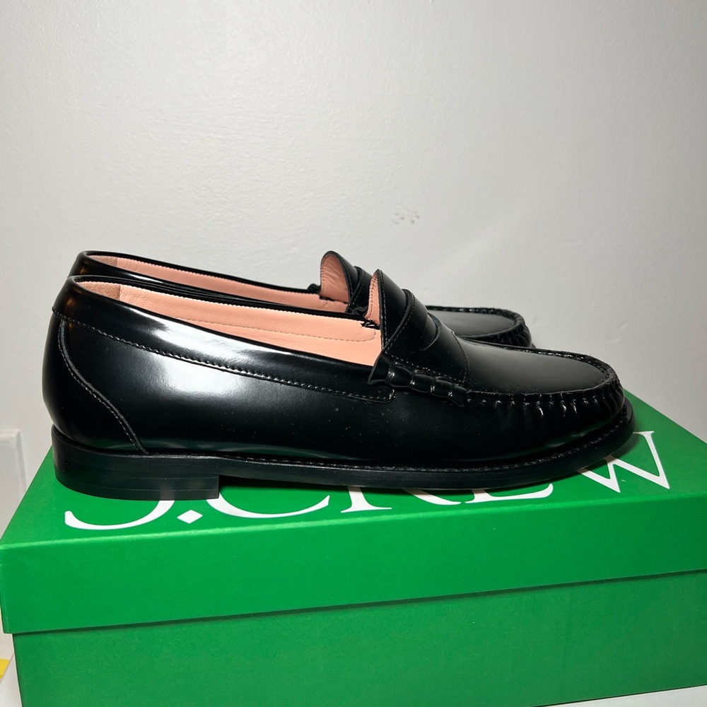 J crew Winona penny loafers in spazzolato leather in size 8.5 women’s in black